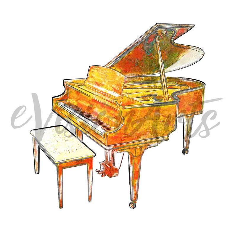 Printable MUSIC CLIP ART Cello, Piano, Violin, Banjo, Guitar, Digital Download, EvisionArts image 5