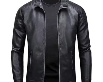 Handmade Real Leather Biker Jacket: Black or Blue Motorcycle Jacket