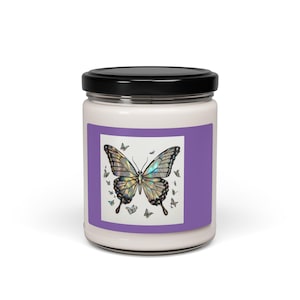 Butterfly Scented Soy Candle, 9oz | Eco-Friendly Home Décor Gift, Aromatherapy for Relaxation, Mother&#39;s Day, Birthday, and Self-Care