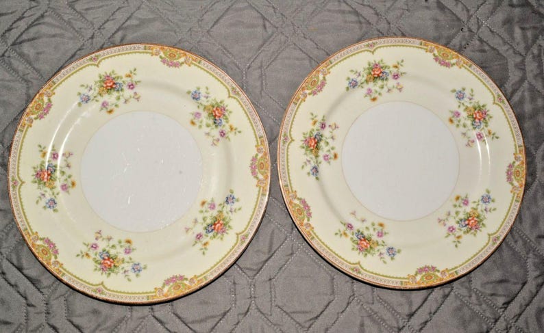 Juego de platos llanos florales Komatsu Imperial China vintage de 24,7 cm (9,75 pulgadas) fabricados en Japón. imagen 1