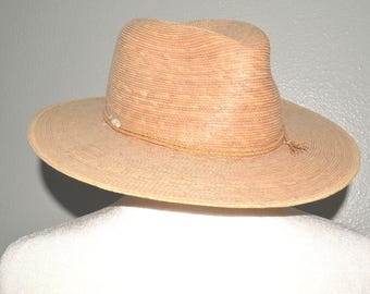 Vintage Legítimo Sahuayo Mexico Straw Hat Size 55 Handmade Woven Palm Rancher