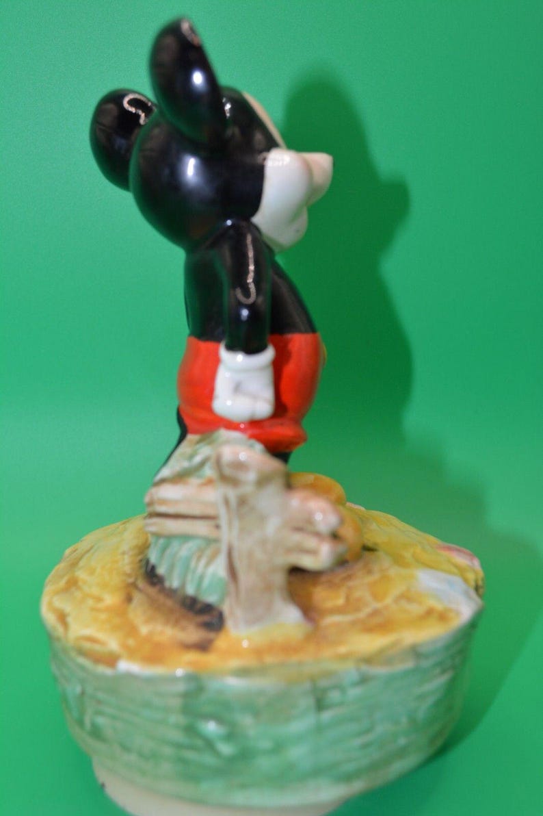 Vintage SCHMID Mickey Mouse Musical Figurine / Works!!! / It's A Small World image 3