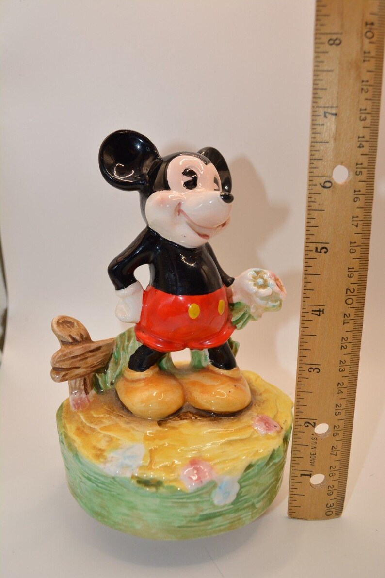 Vintage SCHMID Mickey Mouse Musical Figurine / Works!!! / It's A Small World image 6