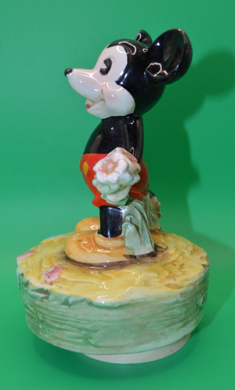 Vintage SCHMID Mickey Mouse Musical Figurine / Works!!! / It's A Small World image 4