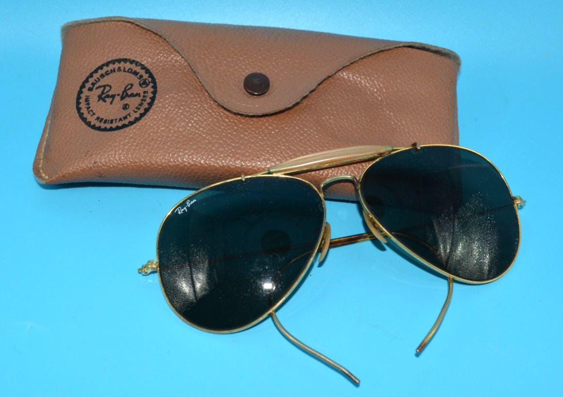 【希少】70s.80sRay-Ban USA アビエーター型 ケース付き VINTAGE 1970's BAUSCH & LOMB RAY-BAN AVIATOR SUNGLASSES GOLD