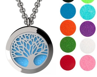 Tree of Life 316L Surgical Stainless Steel Aromatherapy Diffuser Necklace