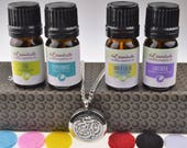 Aum OM 316L Surgical Stainless Steel Aromatherapy Diffuser Gift Set (Includes Lavender, Peppermint, Zen, Inner Calm - 5 ml Bottles)