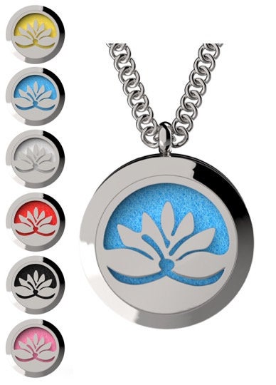 Lotus Open 316L Stainless Steel Aromatherapy Diffuser Necklace Gift Set ...