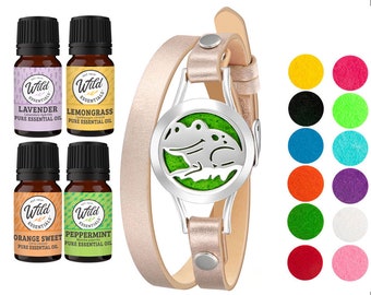 Happy Frog Bracelet Diffuser w/ 12 pads, four eesential oils and gift box