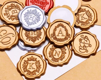 Custom Couples Wedding Self-Adhesive Wax Seal Stickers, Handmade Initials Wax Seals Kit, Personalized Self-Adhesive Wax Seals Stamp Set