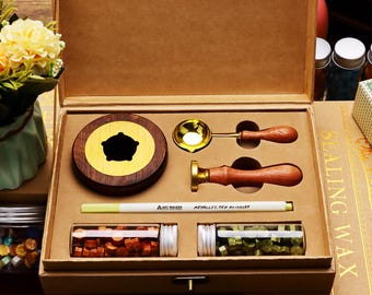 Custom Gift Box Wax Seal Stamp Kit, Create Your Own Wax Seal Set, Couples Wedding Wax Seal Stamp, Personalized Wax Stamp Seal