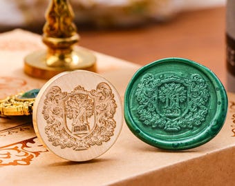 Family Crest Coat of Arms Symbols Wax Seal Stamp Kit, Custom Heraldic Shields, Sigils and Banners Designs, Custom Family Emblem Stamp -J99H