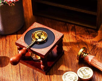 Melting Stove Wax Seal Stamp Kit, Electric Wax Seal Stove, Letter Wax Seal Stamp Custom, Retro Wood Wax Seal Stove