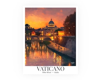 Art mural du Vatican - Impression d'art Basilique Saint-Pierre à Rome coucher de soleil