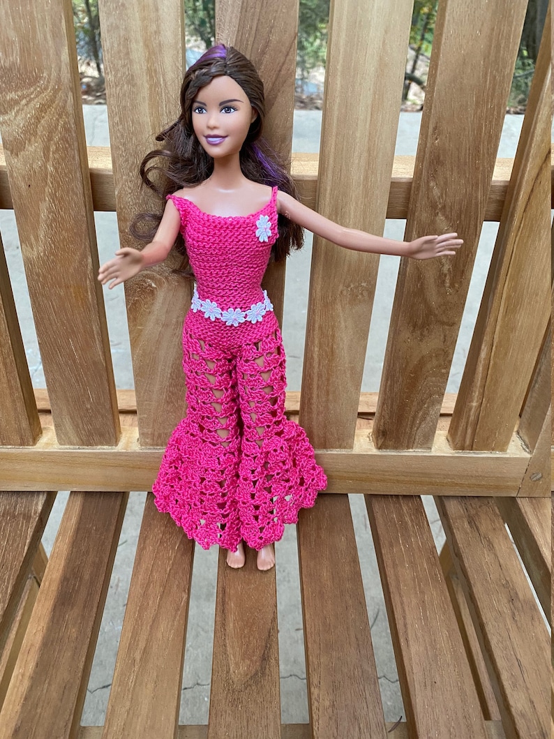 Crocheted Hot Pink Barbie Jumpsuit With Daisy Flowers - Etsy