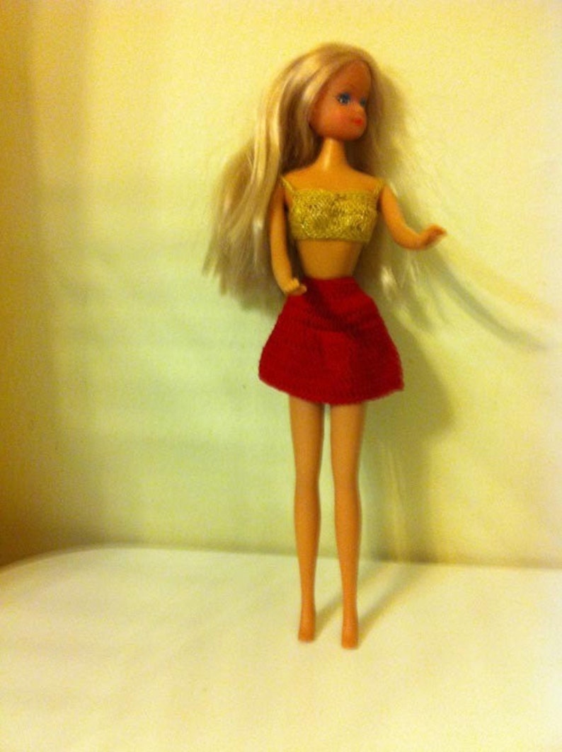 Red Barbie Doll Clothes Mini Skirt Red Skort and Gold | Etsy