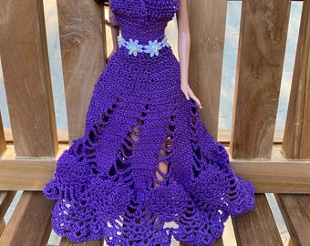 Purple Pineapple Swirl Fashion Doll Dress