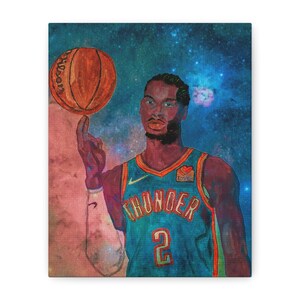 Canvas Print, Shai Gilgeous-Alexander OKC Thunder NBA Champion Basketball Wall Art, SGA Poster, Oklahoma City Thunder Home Decor, Matte
