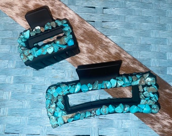 Turquoise  stone Hair claw clips