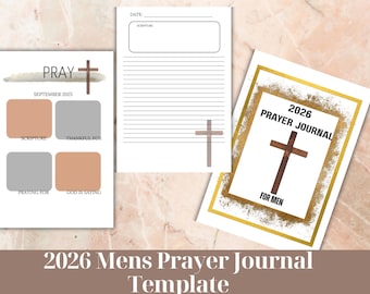 2026 Prayer Journal Calendar | Faith-Based Monthly & Daily Devotional Planner | Christian Scripture Journal | 2026 Prayer Journal for Men