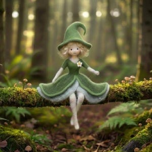 Handmade Wool Felt Fairy Doll, Cottagecore Woodland Decor image 1