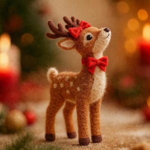 Needle Felted Reindeer Ornament – Handmade Wool Christmas Decoration