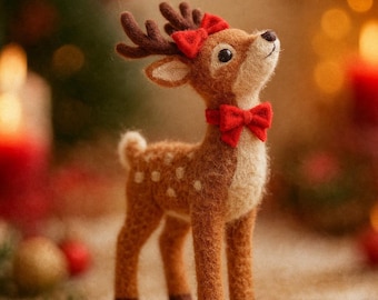 Needle Felted Reindeer Ornament – Handmade Wool Christmas Decoration