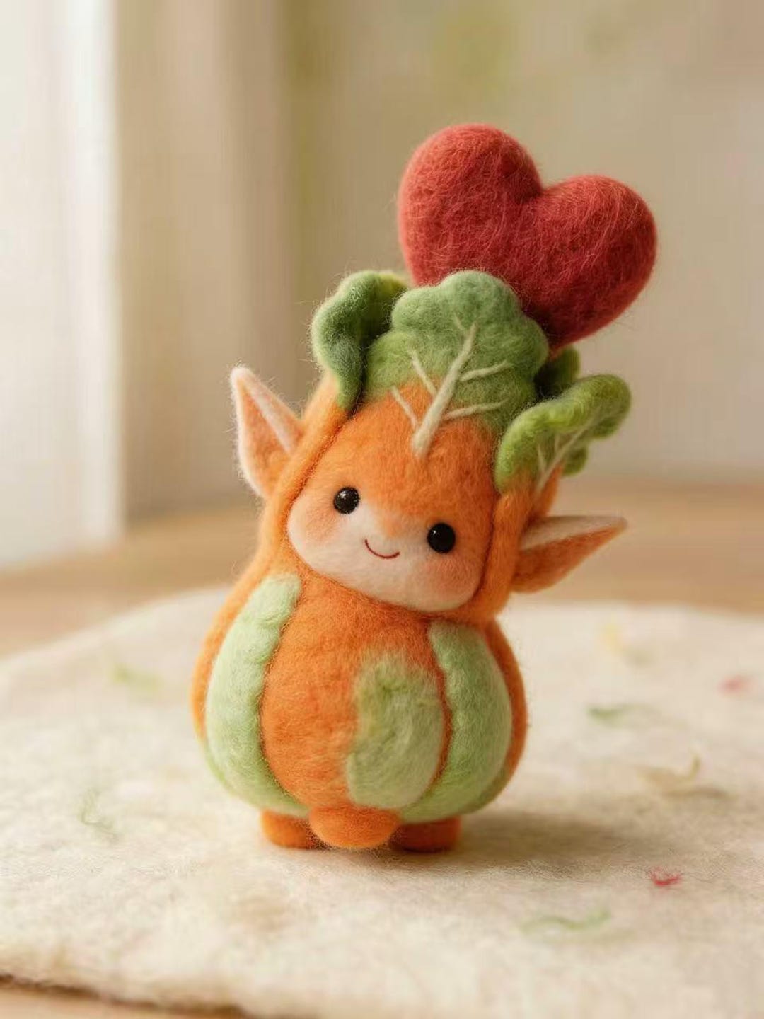 Needle Felted Cabbage Elf Sprite | Woodland Fairy Desk Pet, Kawaii ...