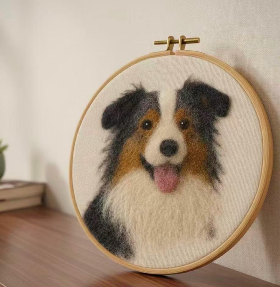 Custom Needle Felted Pet Portrait, Handmade Wool Wall Art