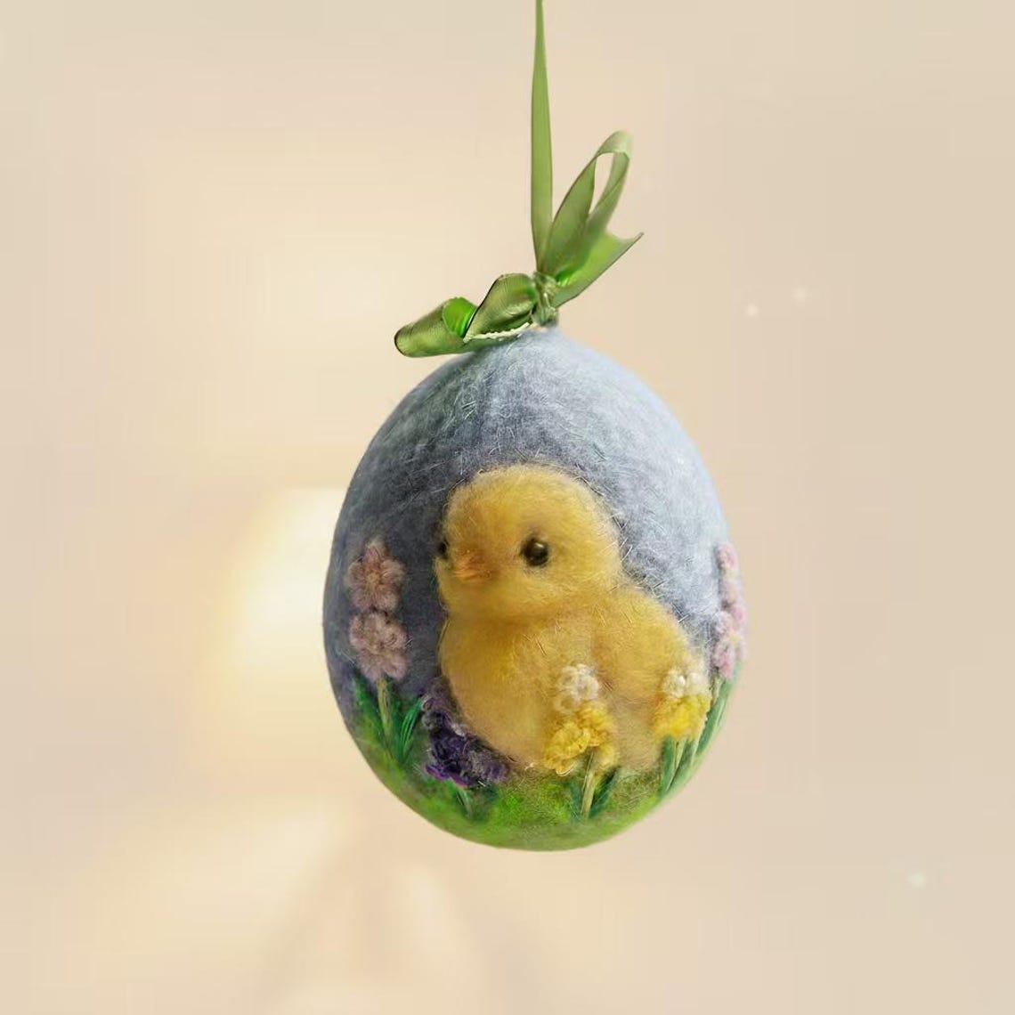 Needle Felted Easter Egg Ornament, Handmade Wool Bunny Chick Goose Fox ...