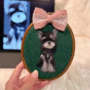 Custom Needle Felted Pet Portrait, Dog Embroidery Hoop Art