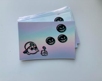 Holographic Sticker of Original Design Graff Street Art Ignorant Style Holographic Waterproof Vinyl Sticker for Laptop Water Bottle