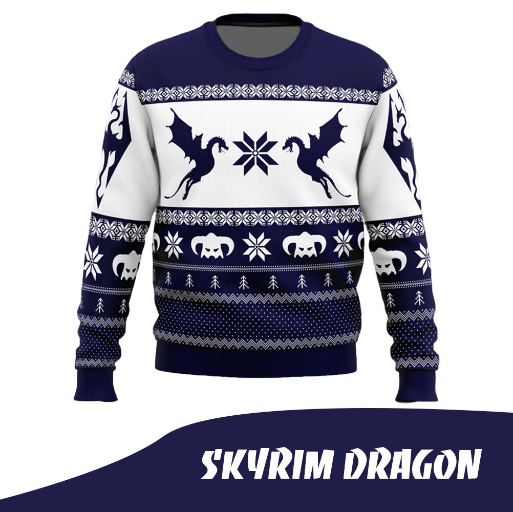 Discover Skyrim Dragon Christmas Ugly Sweater