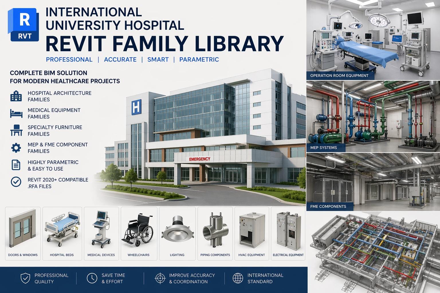International Hospital Revit Family Library | Medical Equipment + MEP ...