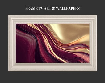 No6: Digitale Kunst für Samsung Frame TV – Rot, Schwarz & Gold Abstraktes Luxus-Kunstwerk | Modernes Wanddisplay | Digitales Hintergrundbild