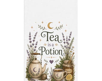 Cottagecore Hand Towel | Tea Is a Potion Kitchen Towel | Witchy Home Decor | Cozy Gift