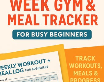 Wöchentlicher Gym & Meal Tracker - Druckbarer Fitnessplaner - 7-seitiges PDF für Anfänger