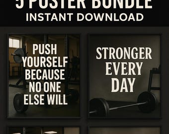 Póster motivacional para gimnasio: Decoración para entrenar en casa (descarga digital, 5 proporciones incluidas)
