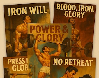 Vintage Gym Poster: Gewichtheben Motivationskunst (Digital Download, 4 Ratios)