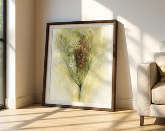 Impresión floral abstracta en lienzo / Arte mural botánico moderno