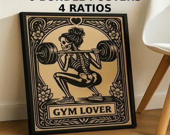 Skeleton Gym Art Print Set: Funny Weightlifting Posters (Digital Download)