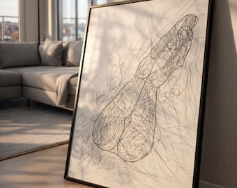 Abstract Erotic Line Art Print – Minimalist Bedroom Decor (Digital Download)