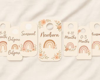 Divisores de armario bohemios para bebé: Organizadores florales neutros para la habitación de tu bebé (archivos PDF y PNG imprimibles)