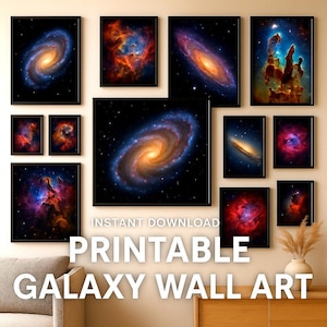 18x24 Galaxy Wall Art – 10 Printable Nebula & Space Posters – Digital Astronomy Prints