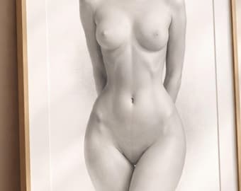 Lámina decorativa de pared con imagen de mujer desnuda sensual, dibujo minimalista del cuerpo femenino, póster erótico de líneas, decoración moderna para dormitorio, imprimible en blanco y negro.