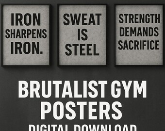 Brutalist Gym Motivation Posters – Industrial Fitness Wall Art – Minimalist Workout Prints
