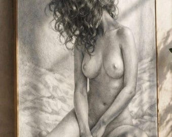 Sensual Nude Woman Matte Poster, Erotic Female Figure Wall Art, Black and White Sexy Bedroom Decor, Minimalist Nude Art Print