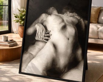 Póster de arte desnudo abstracto sensual / Arte lineal erótico minimalista / Decoración de pared de dormitorio moderna imprimible