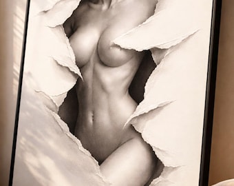 Lámina decorativa de pared con imagen sensual de mujer desnuda, póster erótico minimalista del cuerpo, arte lineal de la figura femenina, decoración de dormitorio, arte abstracto moderno para imprimir.