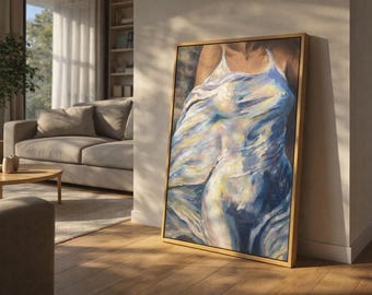 Arte mural abstracto de figura femenina, pintura corporal femenina moderna, póster de arte de mujer sensual, obra de arte minimalista de gran tamaño, decoración del hogar